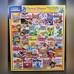 Cereal Boxes 1000 Pc Puzzle White Mountain Cocoa Puffs Kix Lucky Charms Chex NEW